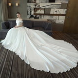 One-Word Shoulder Red Tailed Wedding Dress Female Dingy Wedding Dress Korean Version Of The Princess 2026 Spring New Bridal Wedding Dress HZ0517