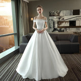 One-Word Shoulder Red Tailed Wedding Dress Female Dingy Wedding Dress Korean Version Of The Princess 2026 Spring New Bridal Wedding Dress HZ0517