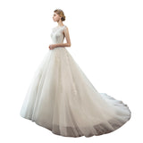 2026 New Wedding Dress Perspective Back To The White Lace Korean Dress Female Tug-And-Tailed Bridal Wedding Dress HZ0517
