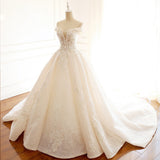 2026 New Elegant Wedding Dress Elegant Thin Shoulder Deep V Wedding Dress Female Court Style Wedding Dress HZ0517