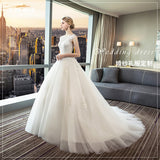2026 New Wedding Dress Perspective Back To The White Lace Korean Dress Female Tug-And-Tailed Bridal Wedding Dress HZ0517