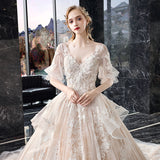Light Wedding Dress 2026 New Bridal Temperament Hebsen System Super Fairy Dream Star Long Tail Deep V HZ0517