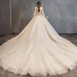 Light Main Wedding Dress 2026 New Temperament Bride Braque Champagne-Colored Tailing French Word Shoulder Tail Wedding Dress HZ0517