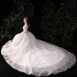 2026 New Lace Tail Light Wedding Dress Dream Simple Temperament Thin Wedding Dress French High-Waist Small Dress HZ0517