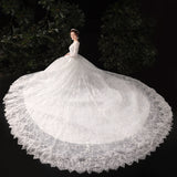 Lace Long Sleeve Tail Wedding Dress 2026 New Temperament Small High-Rise Thin Main Wedding Dress Strap Temperament Dress HZ0517