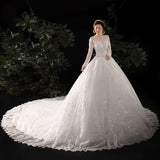 Lace Long Sleeve Tail Wedding Dress 2026 New Temperament Small High-Rise Thin Main Wedding Dress Strap Temperament Dress HZ0517