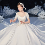 Main Wedding Dress 2026 New Long Tailed Large-Size Bridal Dress Temperament Seny Super Fairy Dream Retro Simple HZ0517