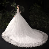 Lace Long Sleeve Tail Wedding Dress 2026 New Temperament Small High-Rise Thin Main Wedding Dress Strap Temperament Dress HZ0517