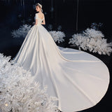 Main Wedding Dress 2026 New Long Tailed Large-Size Bridal Dress Temperament Seny Super Fairy Dream Retro Simple HZ0517