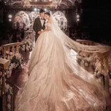 Main Wedding Dress 2026 New Bridal Shoulder High-Waisted Hepburn Wedding Star Dress Tail Temperament Wedding Dress HZ0517