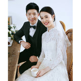 French Light Wedding Dress 2025 New Bride Super Fairy French Hepburn Wedding Dress Simple Mori Line Long-Sleeved Wedding Dress HZ0517