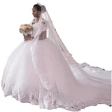 High-Waisted V-Necked Wedding Dress 2026 New Large-Size White Wedding Dress Drag-Tailed Lace Wedding Dress HZ0517