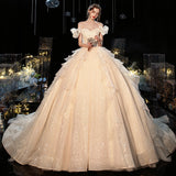 The Main Wedding Dress 2026 Spring New Bride A Word Shoulder Temperament Small Tailer Dream Super Fairy Go Out Yarn HZ0517