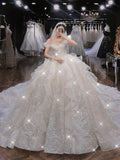 The Main Wedding Dress 2026 Spring New Bride A Word Shoulder Temperament Small Tailer Dream Super Fairy Go Out Yarn HZ0517