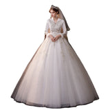 Wedding Dress 2026 New Bride Long Sleeve V Collar White Travel Starry Sky Dream Simple Wedding Dress HZ0517