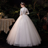 Wedding Dress 2026 New Bride Long Sleeve V Collar White Travel Starry Sky Dream Simple Wedding Dress HZ0517