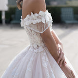 2026 New High-Waisted Wedding Dress Sexy V-Neck Three-Dimensional Flower Dress Short-Sleeved Strap Espoo Simple Main Wedding Dress HZ0517
