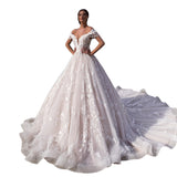 2026 New High-Waisted Wedding Dress Sexy V-Neck Three-Dimensional Flower Dress Short-Sleeved Strap Espoo Simple Main Wedding Dress HZ0517