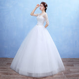 2025 Bride Large-Size Wedding Dress A Word Shoulder Thin Sleeve Lace Wedding Dress Woman T47 HZ0517