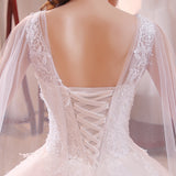 2025 New One-Word Shoulder-To-Shoulder-Style Wedding Dress White Bridal Lace Thin Shoulders Plus-Size Wedding Dress Woman G16 HZ0517