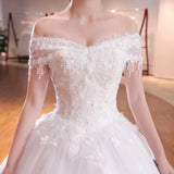 2025 New One-Word Shoulder-To-Shoulder-To-Shoulder Wedding Dress Bridal Lace Large-Size Thin Back-To-Shoulder Wedding Dress G21 HZ0517