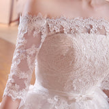 One-Word Shoulder Wedding Dress 2025 New Wedding Korean Version Of The Big-Size Bride In The Middle Sleeve Princess Thin Wedding Dress G18 HZ0517