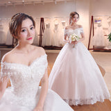 2025 New One-Word Shoulder-To-Shoulder-To-Shoulder Wedding Dress Bridal Lace Large-Size Thin Back-To-Shoulder Wedding Dress G21 HZ0517