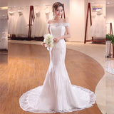 The New Bride's Shoulder-To-Shoulder Fish Tail Slim Slim Long Tail Large-Size Wedding Dress Y02 HZ0517