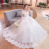 2025 New One-Word Shoulder-To-Shoulder-To-Shoulder Wedding Dress Bridal Lace Large-Size Thin Back-To-Shoulder Wedding Dress G21 HZ0517