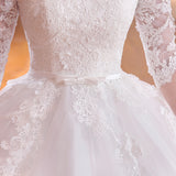 One-Word Shoulder Wedding Dress 2025 New Wedding Korean Version Of The Big-Size Bride In The Middle Sleeve Princess Thin Wedding Dress G18 HZ0517