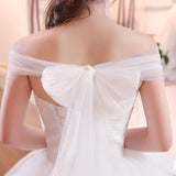 2025 New Bra-Smeared Shoulder Wedding Dress Bride White Simple Large Code Hanging Neck Fluffy Skirt G15 HZ0517