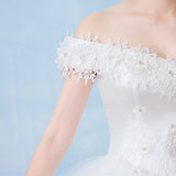 Direct Sales 2025 New Bridal Wedding Dress One-Word Shoulder Lace Flower Size Wedding Dress T52 HZ0517