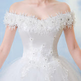 Direct Sales 2025 New Bridal Wedding Dress One-Word Shoulder Lace Flower Size Wedding Dress T52 HZ0517