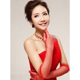 New White Long-Glove Bride Wedding Red Gloves Summer Lace Mesh Wedding Breathable Accessories HZ0517
