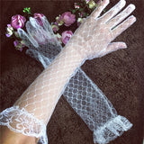 New White Long-Glove Bride Wedding Red Gloves Summer Lace Mesh Wedding Breathable Accessories HZ0517