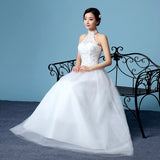 Second Hair 2025 New Large-Size Korean Version Of The Breast Hanging Neck Sweet Wedding Dress White Qidi Princess Wedding Dress T32 HZ0517