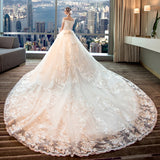 Court Wedding Dress 2026 Court Shoulder Size Thin Pregnant Woman Bride Princess Dream Long Tail HZ0517