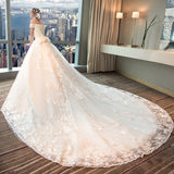 Court Wedding Dress 2026 Court Shoulder Size Thin Pregnant Woman Bride Princess Dream Long Tail HZ0517