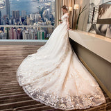 Court Wedding Dress 2026 Court Shoulder Size Thin Pregnant Woman Bride Princess Dream Long Tail HZ0517