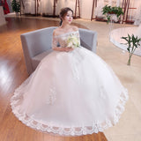 One-Word Shoulder Wedding Dress 2025 New Wedding Korean Version Of The Big-Size Bride In The Middle Sleeve Princess Thin Wedding Dress G18 HZ0517