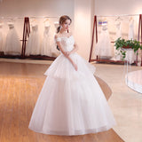 2025 New Wedding Dress Word Shoulder-To-Shoulder-To-Shoulder Flower Bride Lace White Wedding Dress Woman G17 HZ0517