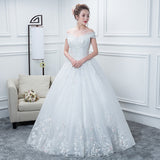 2025 Fashion Korean Version Of The One-Word Shoulder Wedding Lace Bridal Wedding Dress Dress Dress HZ0517