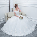 2025 Fashion Korean Version Of The One-Word Shoulder Wedding Lace Bridal Wedding Dress Dress Dress HZ0517