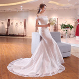 The New Bride's Shoulder-To-Shoulder Fish Tail Slim Slim Long Tail Large-Size Wedding Dress Y02 HZ0517