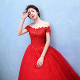 Direct Sales 2025 New Bridal Large-Size Wedding Dress Big Red Shoulder Pregnant Woman Wedding Dress T42 HZ0517