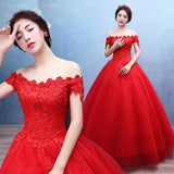 Direct Sales 2025 New Bridal Large-Size Wedding Dress Big Red Shoulder Pregnant Woman Wedding Dress T42 HZ0517