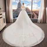 2025 New Sen Series Light Wedding Dress Bride A Word Shoulder Thin Lace Big Drag Tail Princess Dream Trip HZ0517
