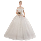 One-Word Shoulder Wedding Dress 2025 New Lace Bridal Wedding Large-Size Slim Thin Princess Dress HZ0517