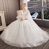 Wedding Dress 2025 New Bride Thin Tailed Shoulder One-Word Princess Dream Horn Sleeve Big Size Fat HZ0517