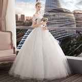 One-Word Shoulder Wedding Dress 2025 New Lace Bridal Wedding Large-Size Slim Thin Princess Dress HZ0517